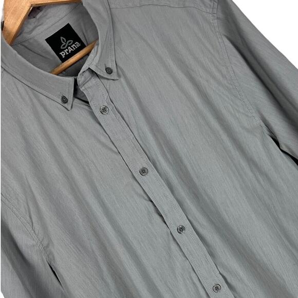 PRANA Men's XL Gray Tencel Performance Wicking Outdoor Trekking‎ Button Shirt - Picture 1 of 10